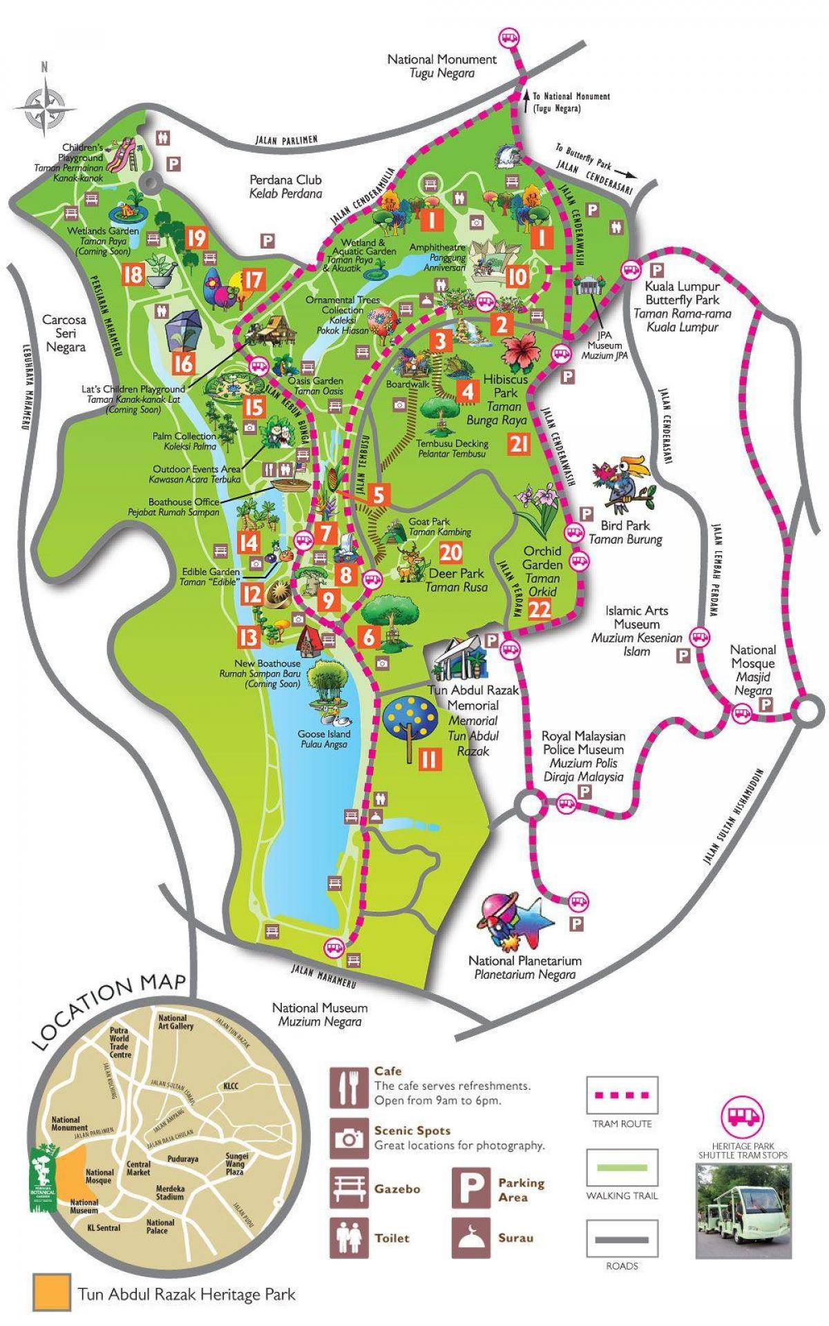Karte von perdana botanical garden