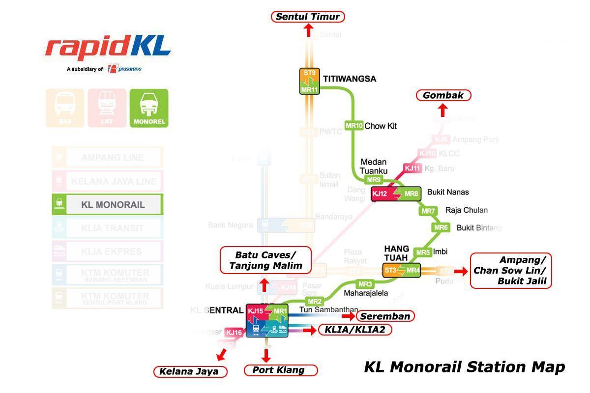 kl sentral monorail-Karte