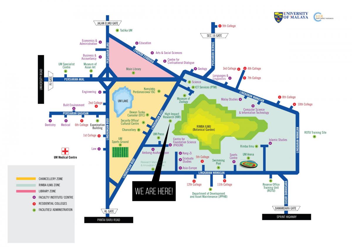 Karte von university malaya